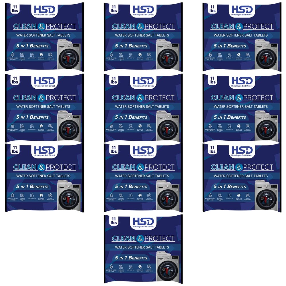 5kg dishwasher Tablets, Salt for Water Softeners and Dishwashers, and Softener Pro Salt Tablets for Water Softener, Effortlessly Achieve Sparkling Clean Dishes and Soft Water (Pack of 10)