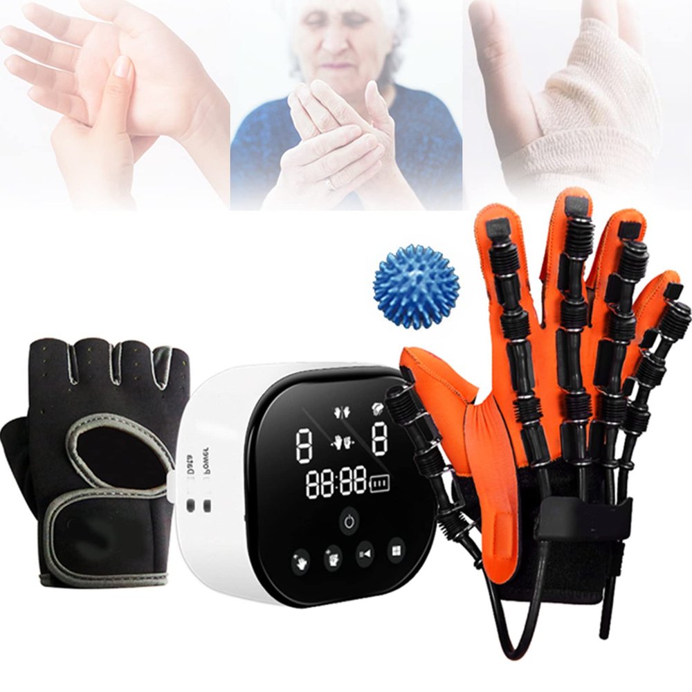 AALGO Household Rehabilitation Robot Pneumatic Gloves,Finger Straightening Guard Protector,Grip Strength Trainer,For Patients With Hand Dysfunction Minimize Spasticity,RightHand-S