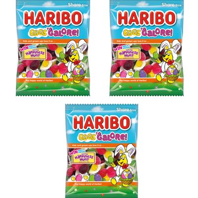 3x Haribbo Easter Egg Galore Pouch | Haribbo Mini Bags | Multipack Sweets | Haribbo Eggs | Ready For Easter Egg Hunts | Perfect for Sharing | 160g