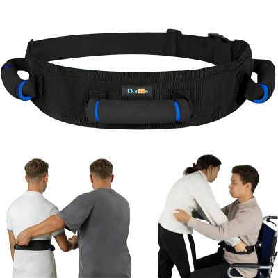 KkaFFe Transfer Belt Assist Transfer Sling, Gait Belt with Handles, Transfer Belt for Elderly, Patient Gait Belts, Transfer Belt Assist, Gait Belts for Seniors, Upgraded Using Rubber Handles (Black-1)