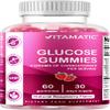 Vitamatic Glucose Chweble Gummies - 60 Count - Natural Raspberry Flavor - 4G of Carbohydrate per Serving view 1