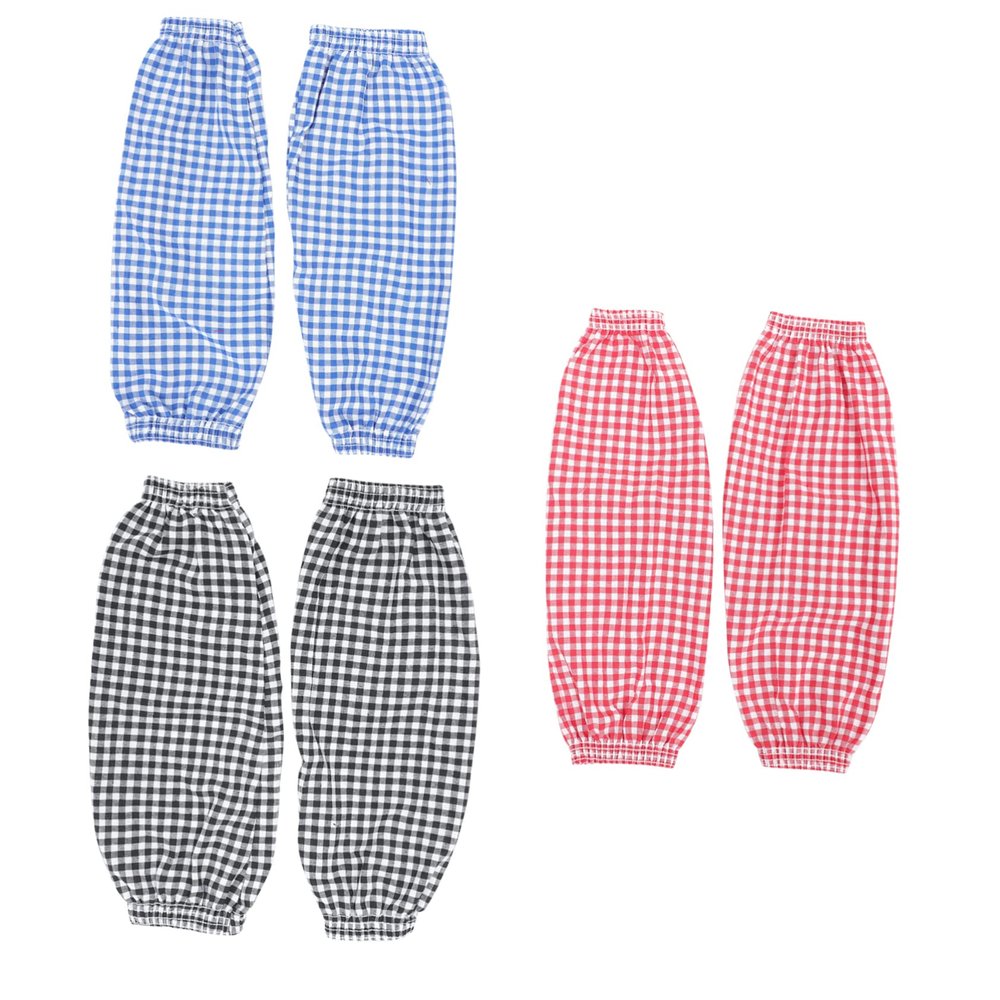 HONMEET Oilproof Arm Sleeves Oversleeves Protector 3 Pairs Plaid Pattern Cotton Linen for Kitchen Cooking Gardening Cleaning Work
