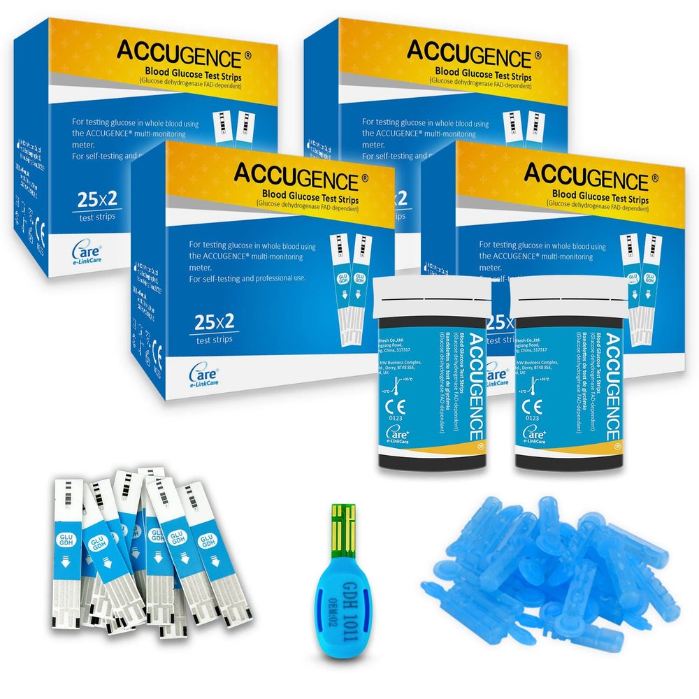 ACCUGENCE Blood Glucose Test Strips 200pcs with 200 Lancets Blood Sugar Test Strips (Suitable for ACCUGENCE 3in1 Multi-function Meter)