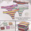 FINETOO Pack of 5 Thong Women's Cotton with Low Waist Sports Waistband Thongs Underpants Women Colourful Stripes Multipack S-XL view 3