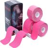 Kinesiology Tape Pro 3 Rolls, Waterproof Breathable Latex Free Tape, 10 inches Precut, 60 Precut Strips Strips for Knee Pain, Elbow, Shoulder Muscle & Joint Support (Pink view 1