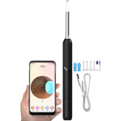 Ear Wax Removal Tool Ear Wax Removal Kit Security Smart Ear Camera, Non-slip Design Ear Cleaner, HD Endoscope For Ear, Compatible With IOS And Android Devices (Color : Black color, Size : Set)