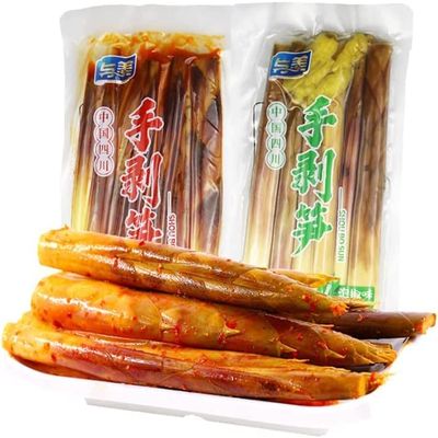 Instant hand peeled bamboo shoots 200g/400g/packPickled pepper Crispy Bamboo shoots,spicy chinese snack,fresh mountain pepper bamboo shoots,spicy strips (Red Pepper Taste200g/Pack,3 pack)