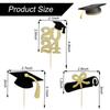 2023 Graduation Cupcake Toppers, 24 Pack Glitter Class of 2023 Grad Cap Diploma Cake Picks for 2023 Graduation Themed Party Decorations (Gold) view 2