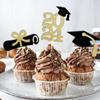2023 Graduation Cupcake Toppers, 24 Pack Glitter Class of 2023 Grad Cap Diploma Cake Picks for 2023 Graduation Themed Party Decorations (Gold) view 4