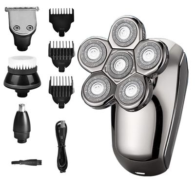 6 in 1 Men's Bald Razor Men's Electric Head Shaver for Bald Men's Electric Shaver Wet and Dry Shaver Beard Nose Hair Trimmer Care Kit Face and Head Shaver for Men with LED Display