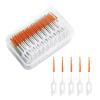 VIKSAUN 200 Pieces Interdental Brushes, Tooth Floss Picks Interdental Brush Flosser Sticks, Silicone Dental Picks, Oral Tooth Clean Silicone Floss Tooth Gap Brush for Protecting Teeth (Orange) view 1
