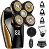 Bald Razor Men's Electric Head Shaver Men's Electric Bald Razor 5 in 1 Hair Trimmer Wet and Dry Shaver LED Display Beard Nose Hair Trimmer Face Brush Care Kit,Orange