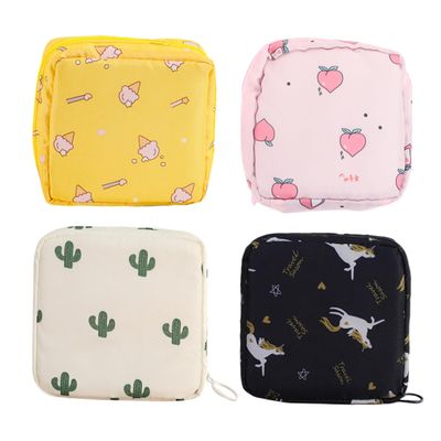 Beatifufu 4pcs Portable Period Bag Sanitary Towel Holder Sanitary Napkin Storage Bag Zipper for Women