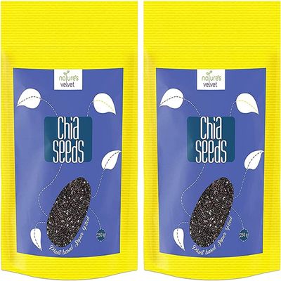 AOZA Nature's Velvet Chia Seeds, Raw and Premium, 250g - Pack of 2