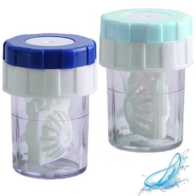 Wudaizhi 2pcs Contact Lenses Washer Portable Manual Rotating Cleaner Holder Container for Travel