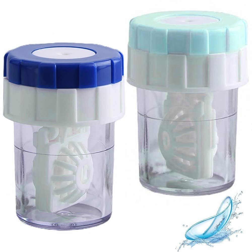 Wudaizhi 2pcs Contact Lenses Washer Portable Manual Rotating Cleaner Holder Container for Travel