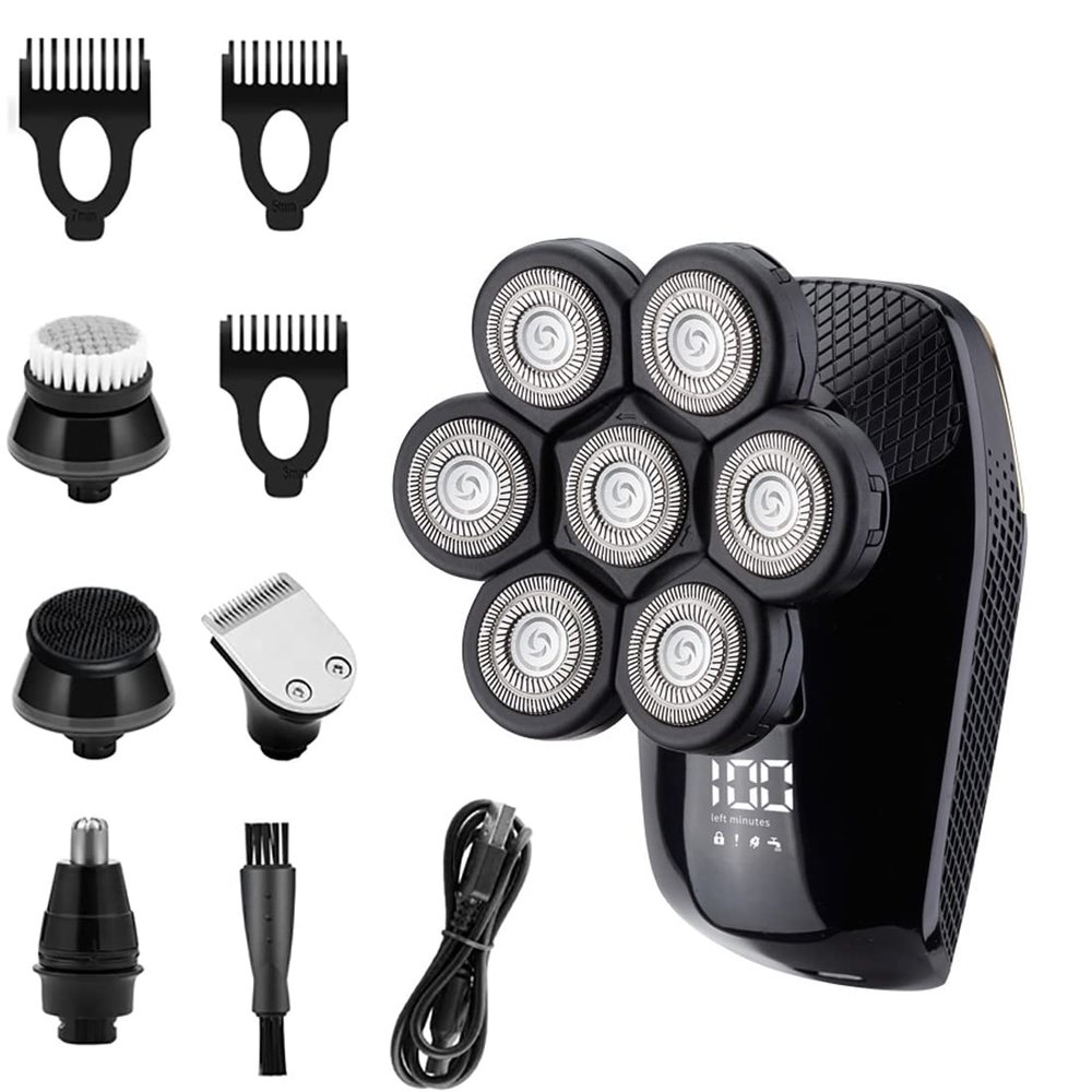 Bald Head Shaver for Men Electric Razor for Bald Men Head Electric Razor with Nose Trimmer Mens Rotary Shaver Grooming Kitwith Beard Clippers Waterproof Wet/Dry Hair Clippers Beard Trimmer