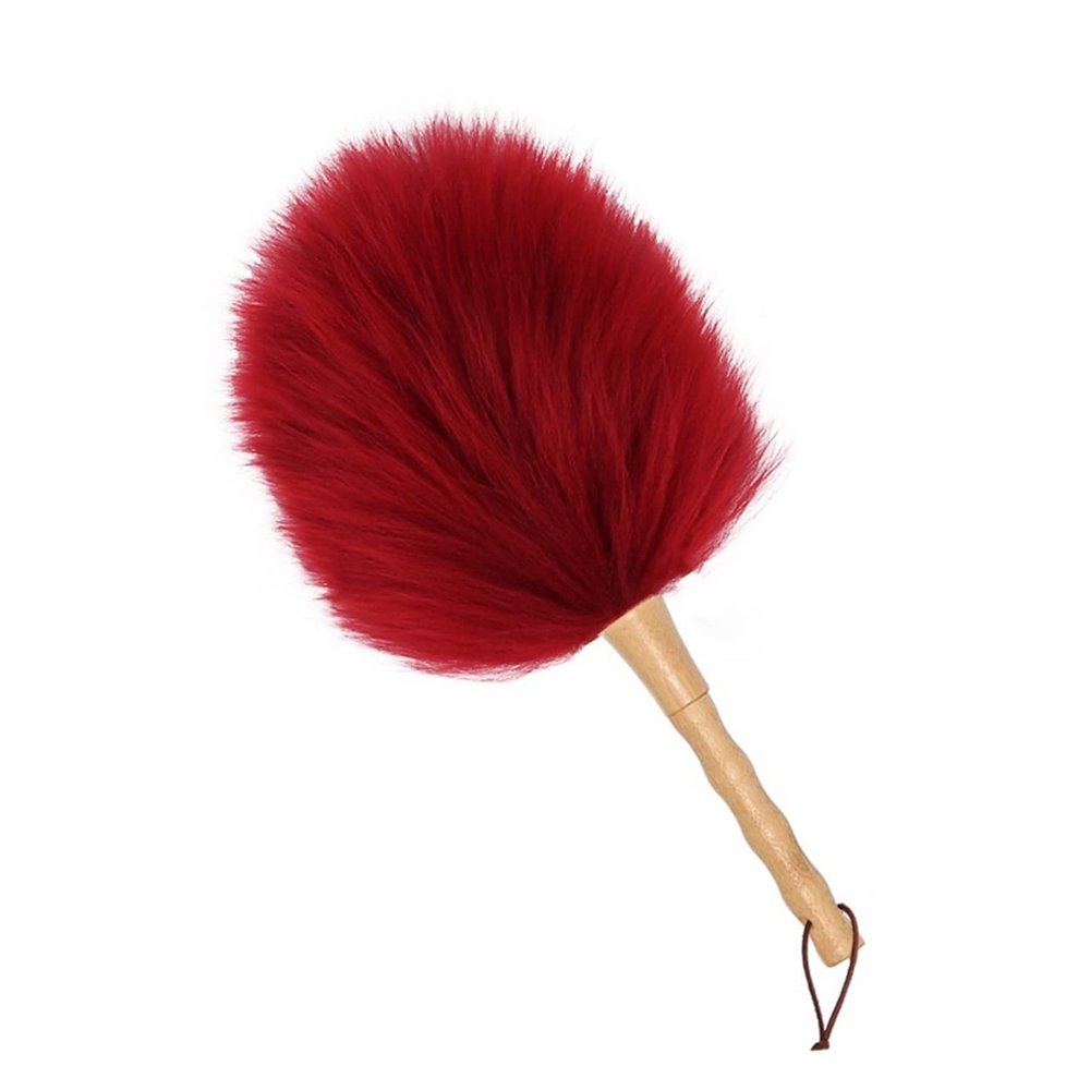ACiyD Feather Duster Washable Duster Soft Wool Feather Duster with Wood Handle Brush Cleaning Toolfor Cleaning Vehicles Office and Housework Dusting Microfiber Duster Cobweb Duster (Red Wine)