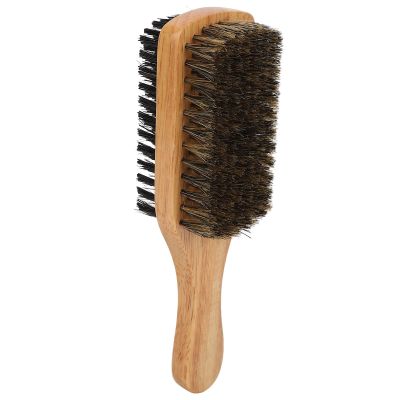 Double Sided Beard Brush for Men, Hair Styling Comb with Nylon Bristles and Rubber Wood Handle, Versatile Hair Beard Brush for Cleansing and Exfoliating, Ergonomic Mustache Brush for Home Salon