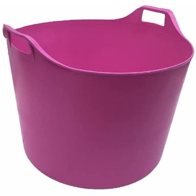 75L Pink Heavy Duty Extra Large Flexi Tub Rubble Container Flexible Versatile Plastic Storage Bucket, Horse Feeder, Home Garden Tub (Pink, 75L)