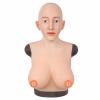 CRODRES Crossdresser Mask Silicone Female Head Masks Face Female Disguise Mask With Breast Forms for Halloween Cosplay,Nude,No Makeup view 1
