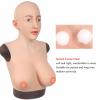 CRODRES Crossdresser Mask Silicone Female Head Masks Face Female Disguise Mask With Breast Forms for Halloween Cosplay,Nude,No Makeup view 2