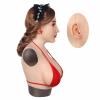 CRODRES Crossdresser Mask Silicone Female Head Masks Face Female Disguise Mask With Breast Forms for Halloween Cosplay,Nude,No Makeup view 3