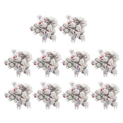 AMIUHOUN 200 Pieces Key Chain Pendant Tooth Shape Sweet Dental Gift