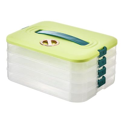 KnDelbox Storage Box Fridge Dumplings Freezing Multi-Layer Freezing Quick Freezer Dumpling Box Green