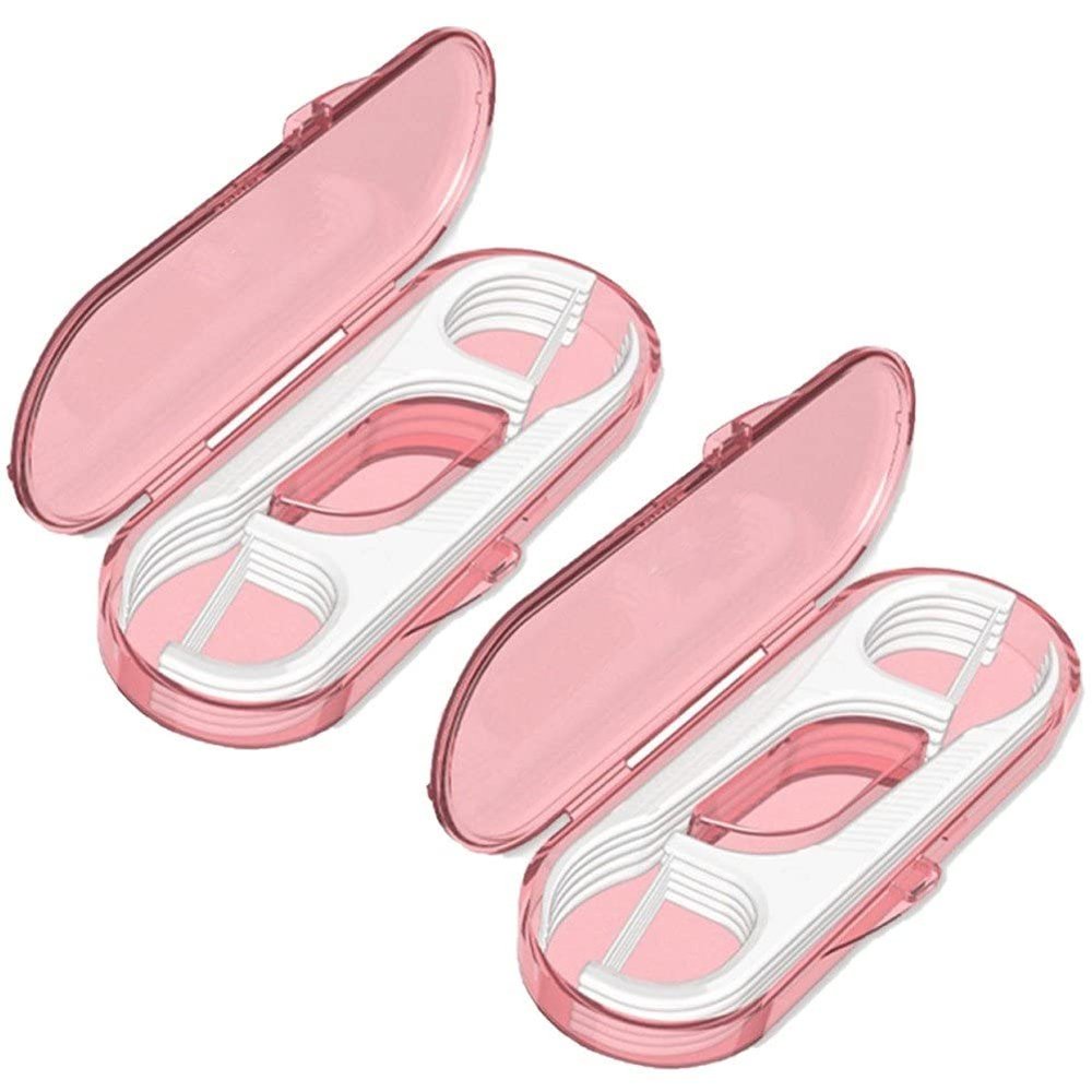 Baokuan Floss Toothpick Set 2 Boxes Portable Dental Floss Picks Teeth Oral Cleaning Tools with Storage Case for Family Hotel Travel