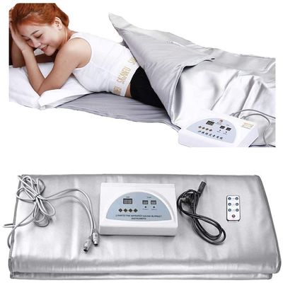 Sauna Blanket, 220V 2 Zone Controller Professional Sauna Blanket Detox Therapy Anti Ageing Beauty Machine with Remote Control for Home SPA Beauty Salon