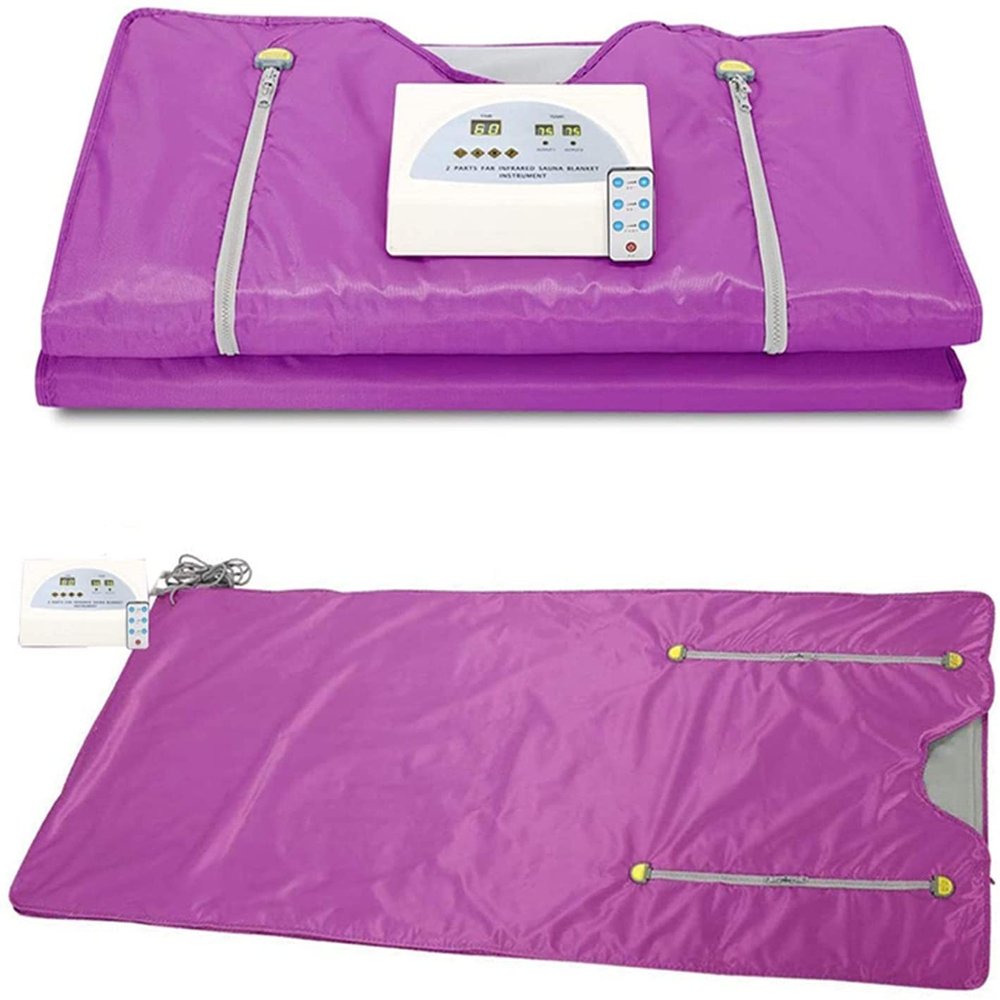 Samnuerly Infrared Home Spa Sauna Purple Body Shaper Sliming Sauna Blanket 2Zone Controller Functional Blankets Detox Therapy Anti Ageing Beauty Tool Body Fitness Machine