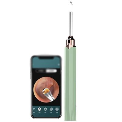 Ear Wax Removal Tool Ear Scoop Cleaner Otoscope With Metal Ear Spoon, Wireless Smart Ear Camera, 500W Pixel HD Ear Cleaner, APP Connection (Color : Green color, Size : Set)