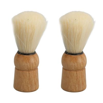 2Pcs Hand Crafted Shaving Brush for Men, Professional Synthetic Beard Brush with Wooden Handle, Practical Beard Care Shaving Cream Brush for Residue Removal, Home Salon Face Grooming Tool