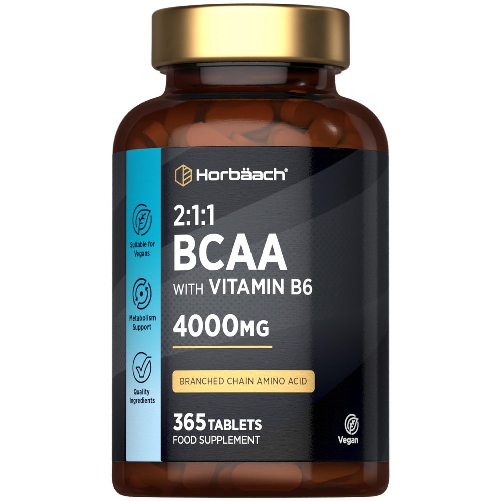 BCAA Tablets | 4000mg BCAA per Serving | 3 Months Supply | Essential Amino Acid Supplement with Vitamin B6 | 365 Vegan Tablets | BCAA Powder and Capsules Alternative Pre Workout | by Horbaach