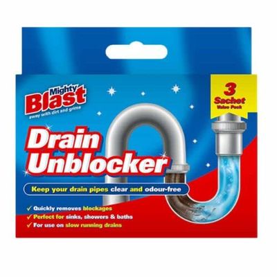 Lizzy 3 x Drain and Plug Hair Unblocker Sachets, Removes from Baths, Showers and Sinks, Unblocks Bathroom Pipes & Drains Away Fast & Easy (1)