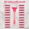 Invero 21 Pack of Ladies Three Blade Razor Set - Triple Stainless Steel Razor Blades with Comfort Lubricating Strips & Contour Movable Replaceable Heads - Suitable for Shaving All Areas of The Body view 2