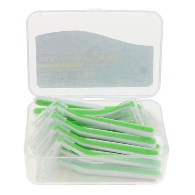 jojomis L Shaped Interdental Brush, 22 Count Tooth Flossing Head Oral Hygiene Brush, Tooth Cleaning Tool,Toothpick - as described, Green 0.8mm