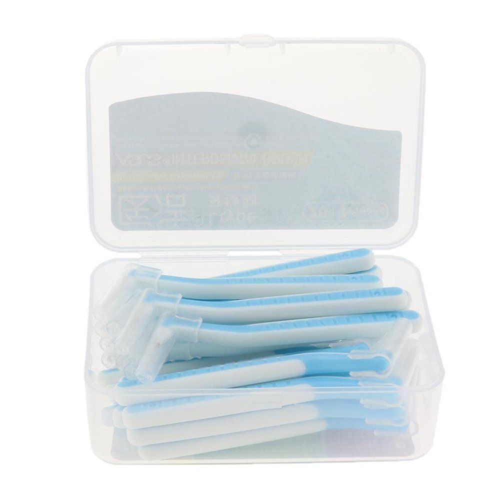 jojomis L Shaped Interdental Brush, 22 Count Tooth Flossing Head Oral Hygiene Brush, Tooth Cleaning Tool,Toothpick - as described, Blue 1.0mm