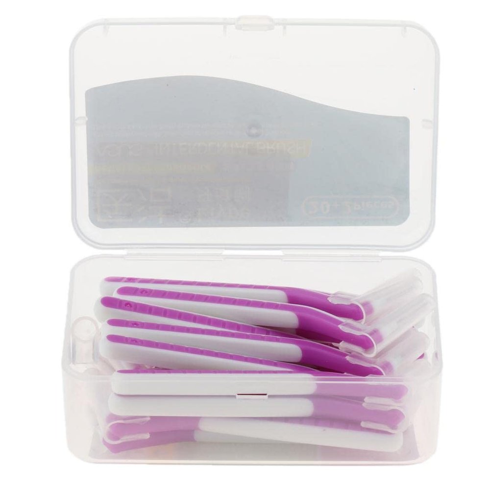 jojomis L Shaped Interdental Brush, 22 Count Tooth Flossing Head Oral Hygiene Brush, Tooth Cleaning Tool,Toothpick - as described, Purple 1.2-1.5mm