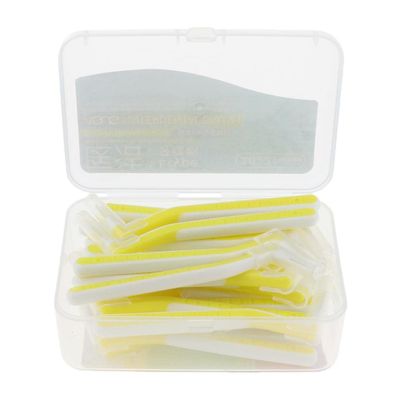 jojomis L Shaped Interdental Brush, 22 Count Tooth Flossing Head Oral Hygiene Brush, Tooth Cleaning Tool,Toothpick - as described, Yellow 0.4mm
