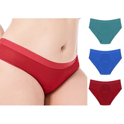 Jamron Womens 3 Pack Period Pants Menstrual Underwear Leakproof Incontinence Pants Heavy Flow Extra Protection Knickers Blue + Green + Red 5XL