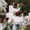 Rinlong Pre-made 3Pcs Cake Toppers Burgundy Flowers Cake Decorations Wedding Cake Decorating Flowers Decor Birthday Baby Shower Party Christening Christmas Cake Toppers view 2