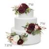 Rinlong Pre-made 3Pcs Cake Toppers Burgundy Flowers Cake Decorations Wedding Cake Decorating Flowers Decor Birthday Baby Shower Party Christening Christmas Cake Toppers view 3