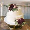 Rinlong Pre-made 3Pcs Cake Toppers Burgundy Flowers Cake Decorations Wedding Cake Decorating Flowers Decor Birthday Baby Shower Party Christening Christmas Cake Toppers view 4
