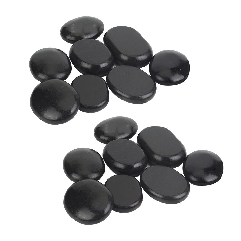 16 Pcs Hot Stones Massage Kit, Flat Smooth Warming Massaging Rocks Set Harmonizes Body Energy Relaxation Massage Stones for Professional or Home SPA, Relaxing, Healing