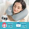 KLERICER 2PCS Inflatable Travel Pillow, Adjustable Inflatable Neck Pillow, Portable Fast Inflatable Pillow U-Shaped with Eye Mask,Earplug and Carry Bag, for Airplanes,Traveling,Lumbar Support (Grey) view 2