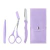 UUYYEO 3 Pcs Eye Brow Scissor Eyebrow Removal Tweezer Eyebrow Trimmer Razor Facial Hair Shaper Eyebrow Trimming Tool with PU Leather Case view 1