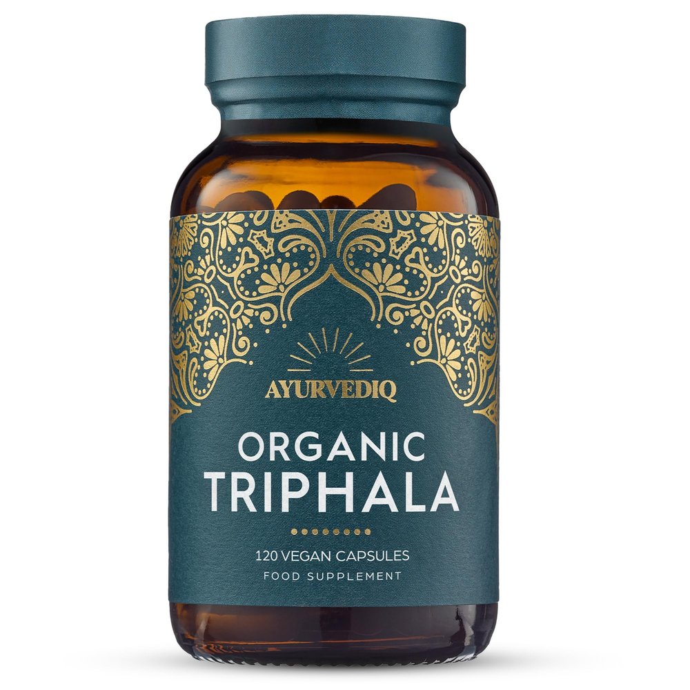 Ayurvediq Wellness Organic Triphala Capsules 120, 500mg Natural Pure Triphala Powder Organic Capsules for Immunity, Digestion, Wellbeing Soil Association Certified - Vegan Ayurveda Supplements