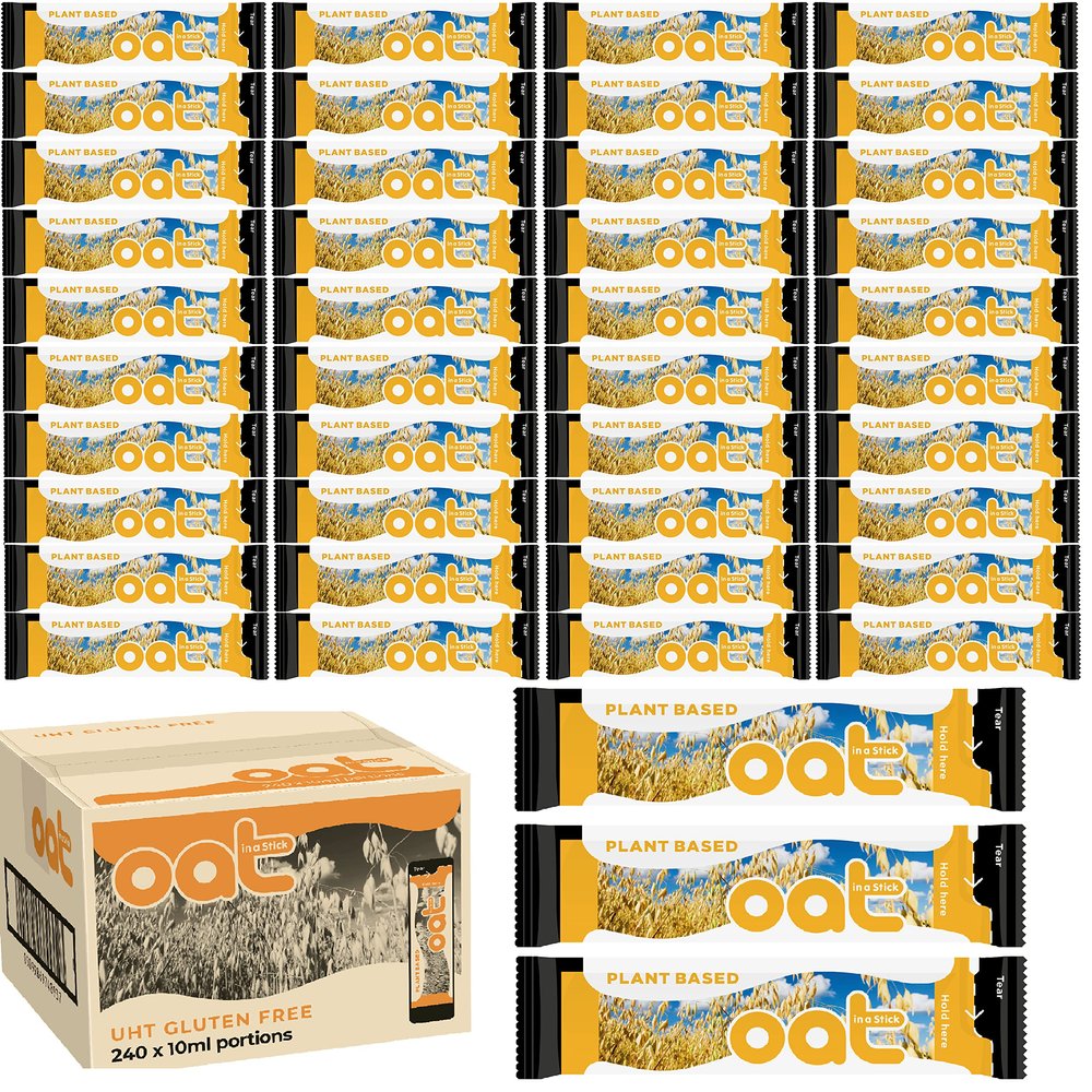 Lakeland 240 Sticks Oat Milk, Plant Based Long Life Drink, Vegans & Gluten Free (Each Stick 10ml)